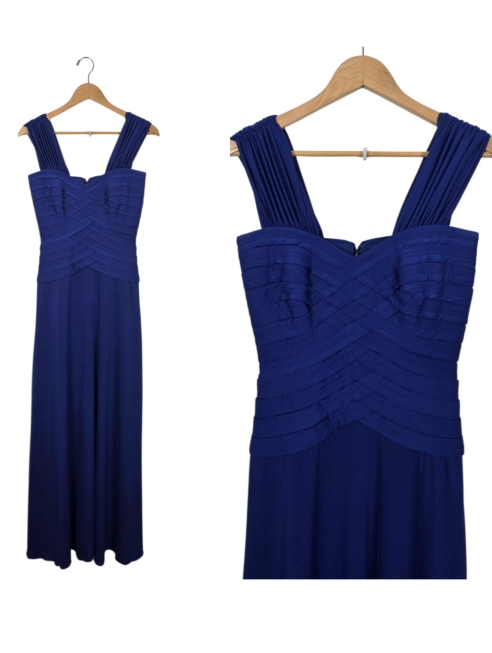 Tadashi Shoji Collection Interlaced Woven Bodice Royal Blue Evening Gown XS